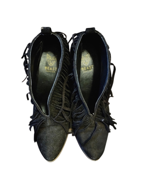 BEAST FASHION Shoes - Beast Fashion Black Fringe Ankle Boots, 7